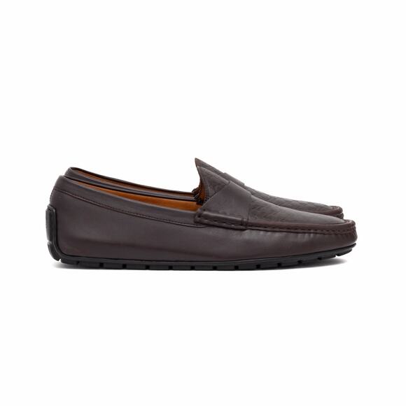 Gucci GG Microguccissima Monogram Brown Leather Loafers Mocasin US 10 main image 12